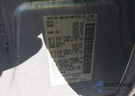 2019 Nissan Frontier Sv z USA, uszkodzony, nr VIN 1N6AD0EV9KN703693